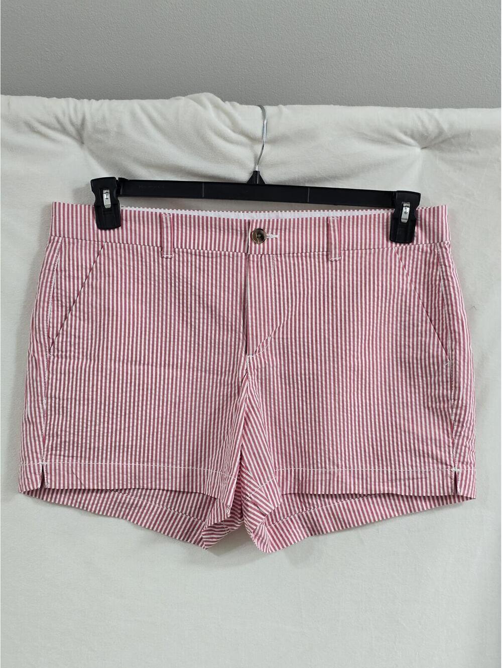 Old Navy Everyday Short Mid-Rise Red and White Striped Shorts Size 14